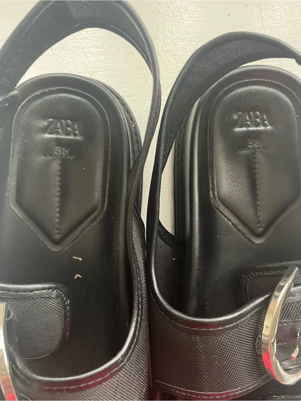 Zara Black Double Buckle Slingback Sandals - Picture 2 of 2
